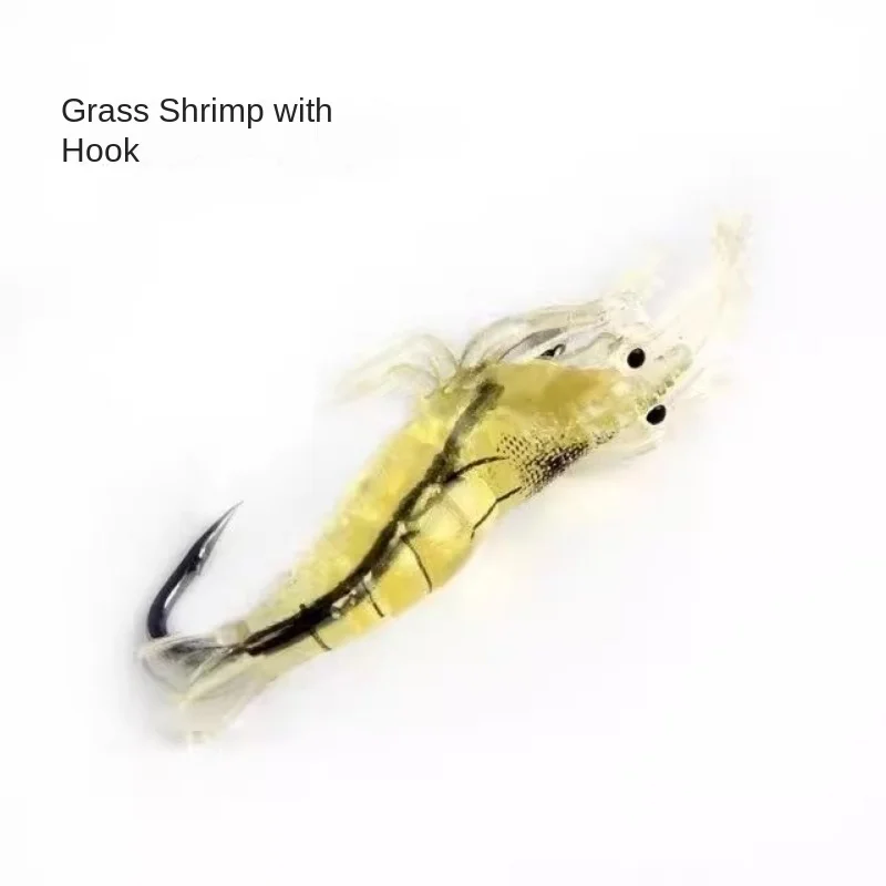 Señuelos de camarones Goture, Señuelos de pesca de camarones suaves para agua dulce y salada, juego de cebo luminoso para camarones con cuentas de gancho afiladas, 5/10/20 piezas - imagen 4