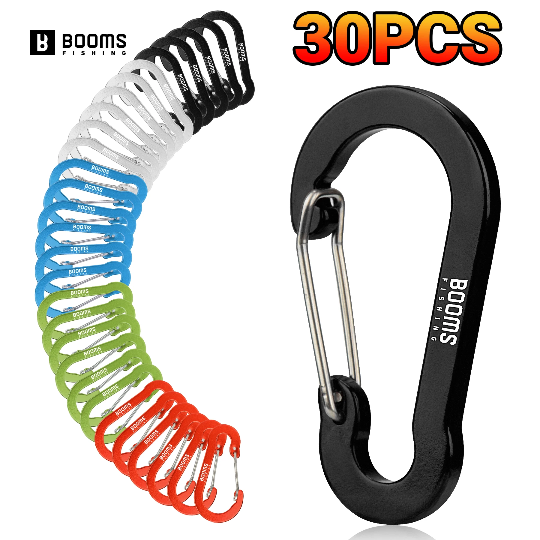 Mosquetones Booms Fishing CC1-30 de aleación 5 cm con cierre seguridad para pesca