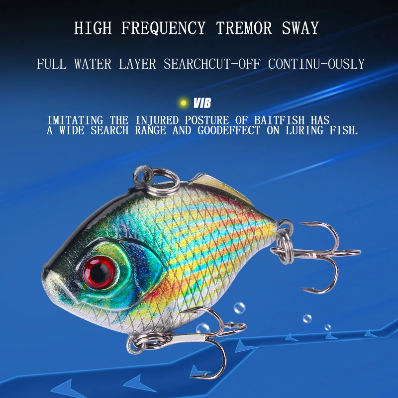 WEIHE 5 uds 8,7g 4,5 cm 5 colores Artificial duro VIB señuelo de pesca cebo duro biónico 10 #   Señuelos VIB que se hunden con gancho - imagen 4