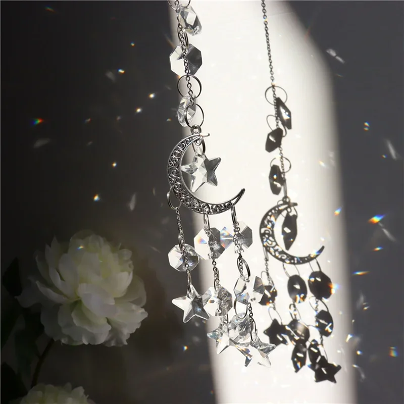 Atrapasueños cristal arcoíris – Campana viento artesanal para jardín - imagen 3