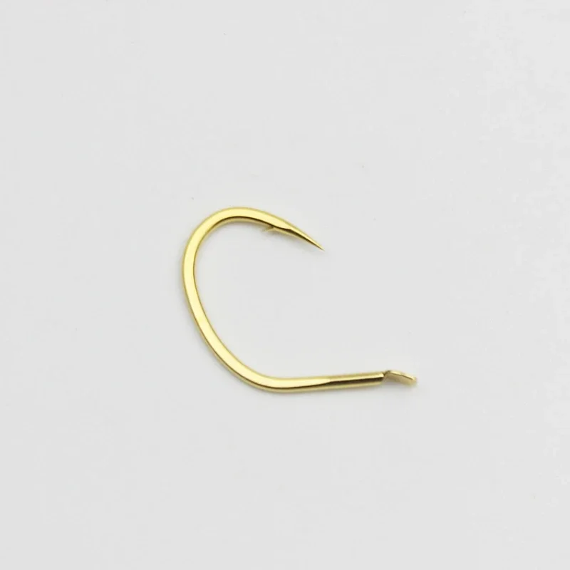 100 unids/lote 5 # -12 #   Anzuelos de pesca en balsa, Color dorado, vientre ancho, anzuelo de púas súper afilado, plantilla de acero al carbono, pesca en barco - imagen 2