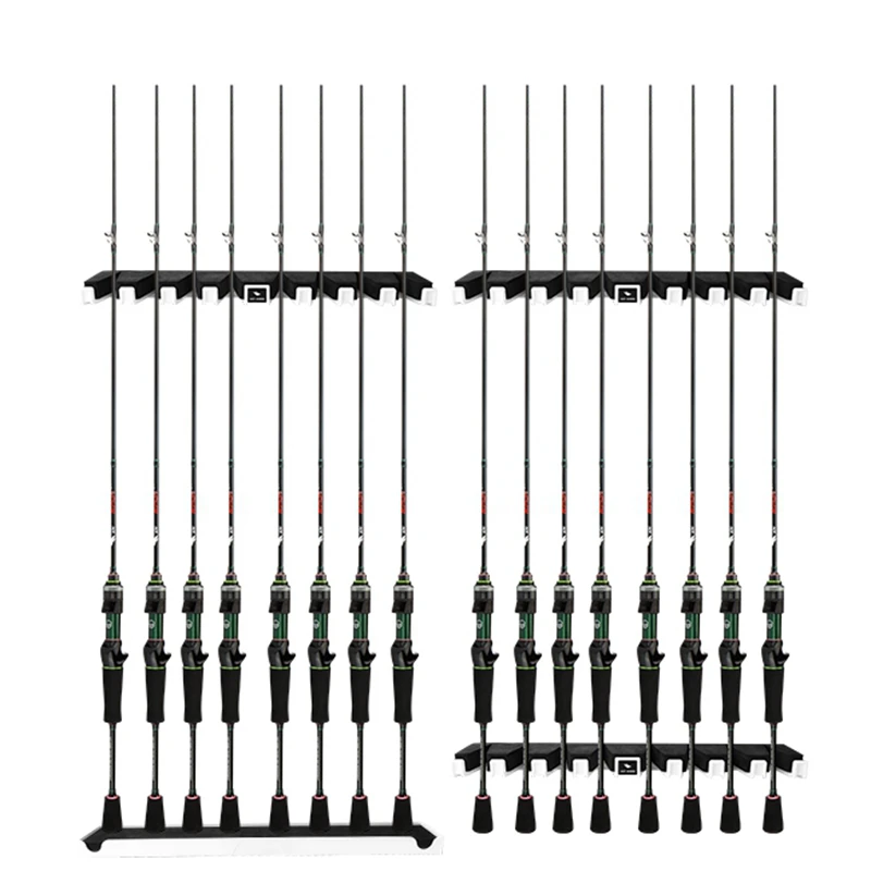 Ace Hawk 8 cañas de pescar, soporte de montaje en pared, 2 modelos, instalación Lateral Vertical, soporte de estante de almacenamiento - imagen 5