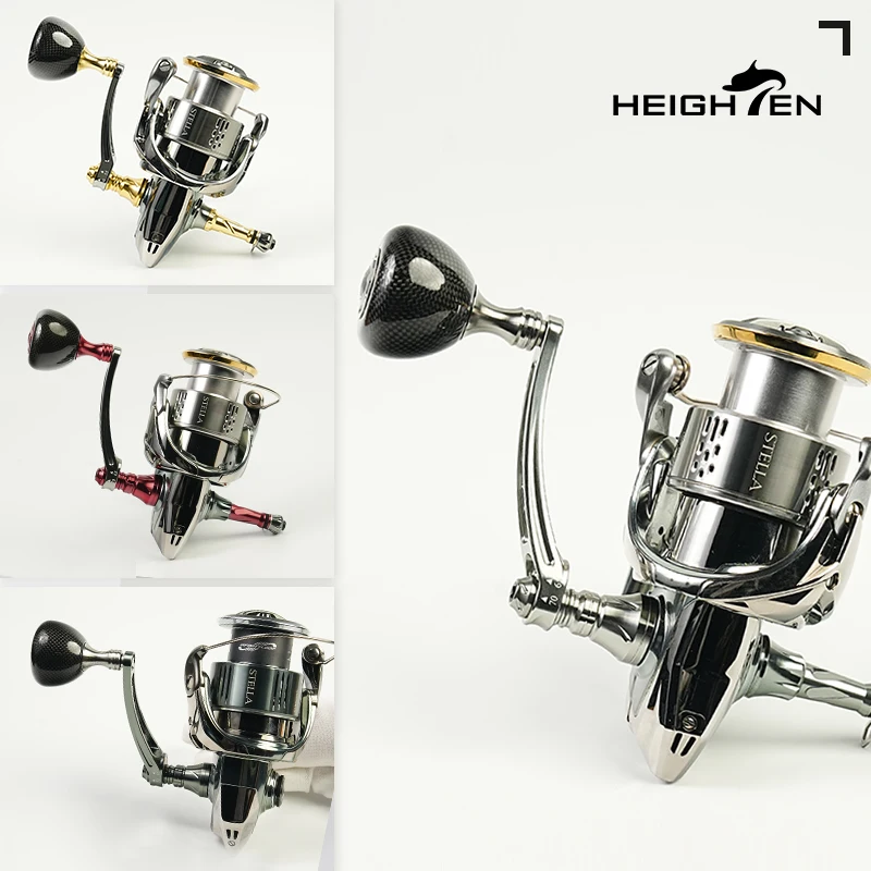 Carrete giratorio HIGHTEN, eje de mango único ajustable de 65-70mm con perilla de luz de fibra de carbono de 35mm de diámetro, compatible con Shimano Calcutta Dai - imagen 2