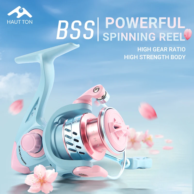 Carrete de pesca giratorio azul y rosa, 1500-4000, relación de engranaje 5,2: 1, arrastre máximo de 8kg, suave y sensible para fundición de larga distancia - imagen 3