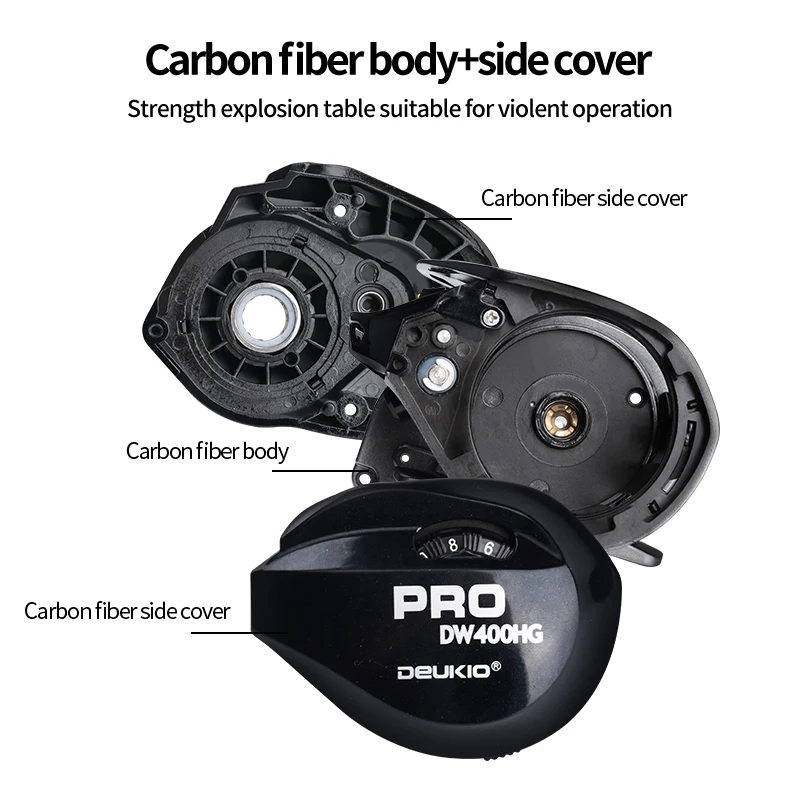 DEUKIO-carrete de pesca Baitcaster, accesorio con mango extendido, relación de transmisión 7,2: 1, arrastre máximo de 16KG, para lubina, agua dulce y salada - imagen 3