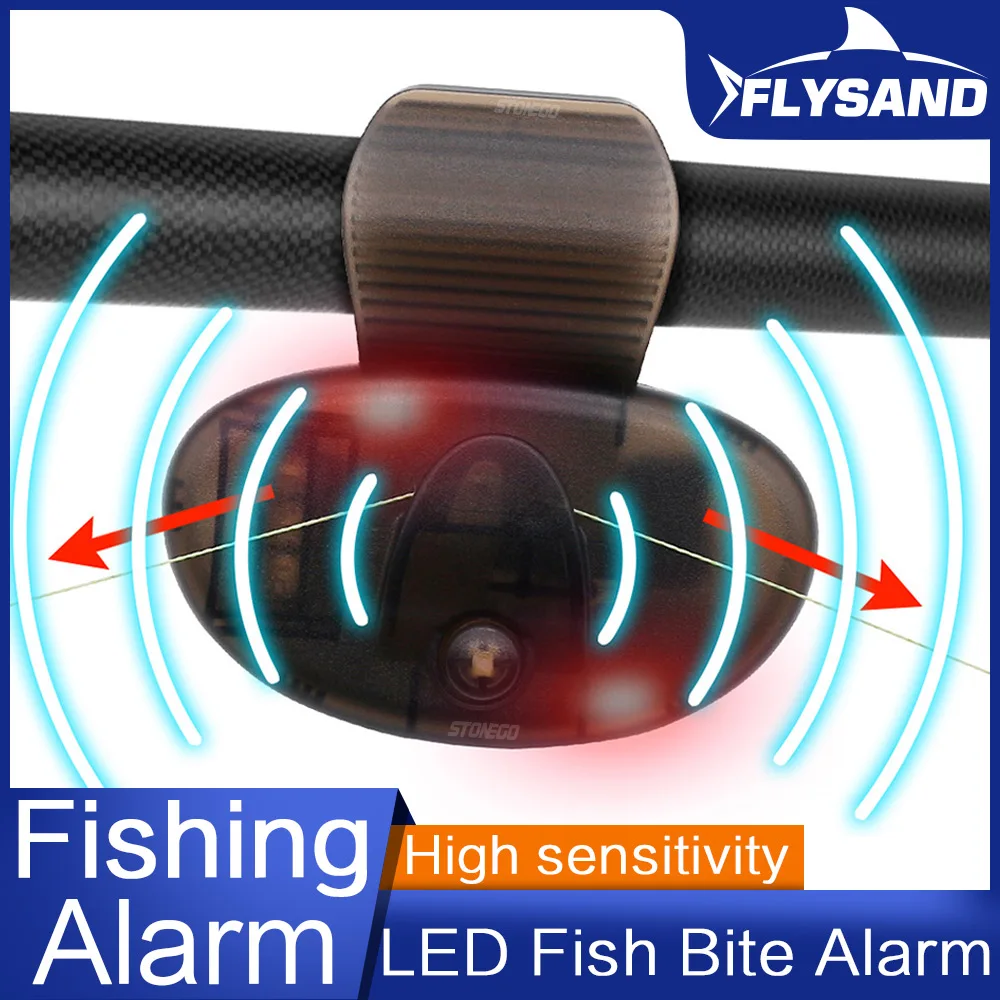 FLYSAND alarma de mordida de pesca, Sensor de mordida de pesca, Indicador electrónico sensible, campana de alarma de mordida de carpa, alarma de caña de pescar nocturna LED