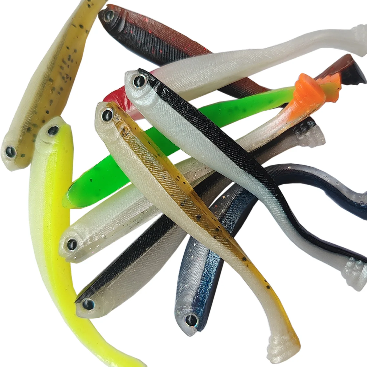 10 Uds 8cm/2g pececillo negro señuelos blandos agua dulce agua salada tiro de gota pesca Jigging silicona cebo Artificial lubina plantillas gusanos