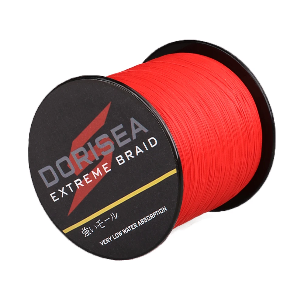 DORISEA "NEVER FADE" negro rojo 8 hebras 100M 300M 500M 1000M 2000M PE hilo de pescar trenzado multifilame