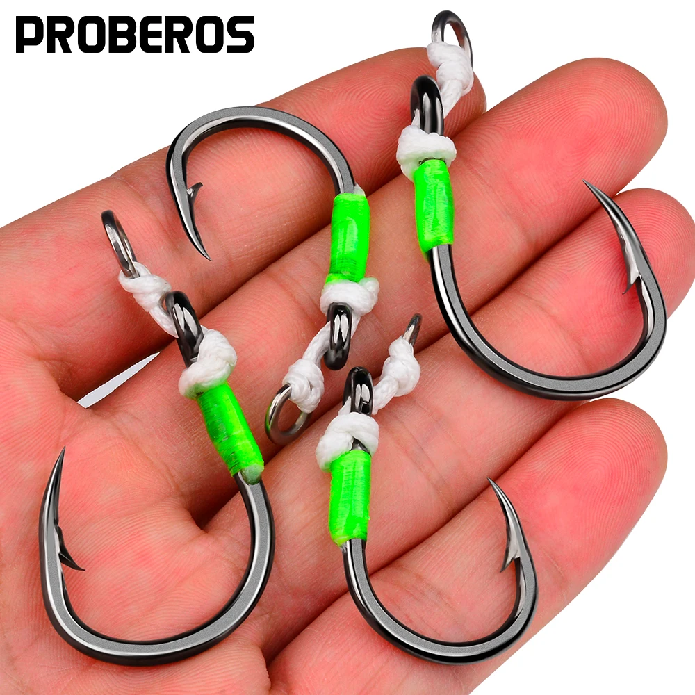 Proberos 5 uds. Gancho grande individual de placa de hierro súper resistente, ganchos de agua salada de asistencia para Jigging