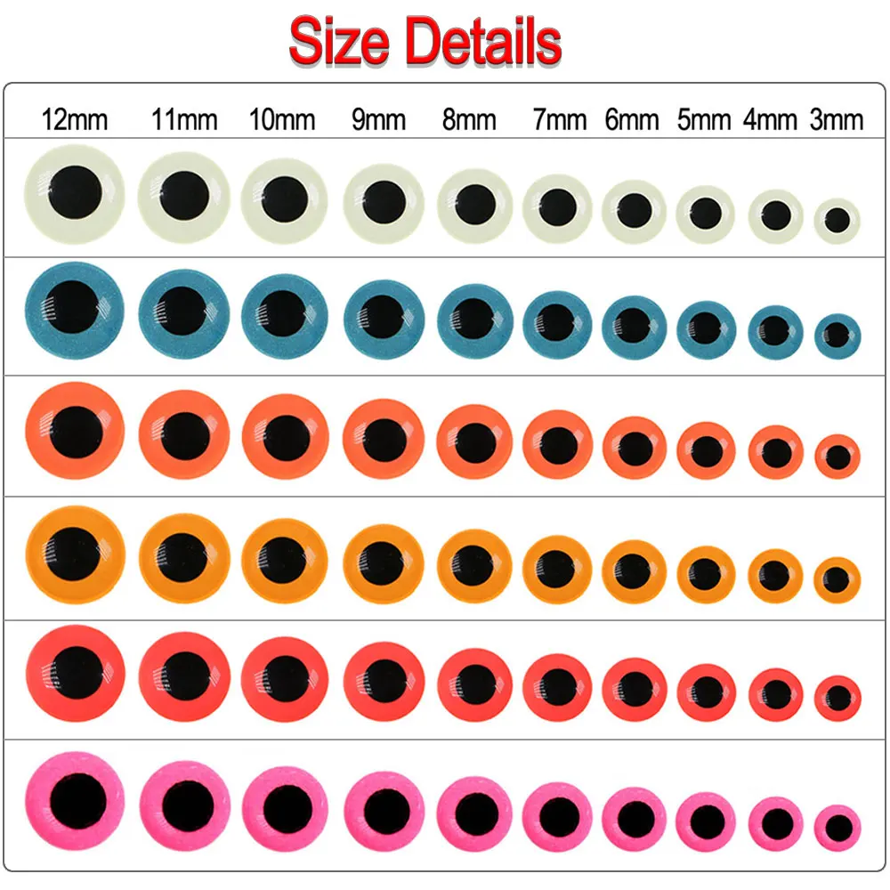 ICERIO-Ojos de pez de epoxi 3D luminosos, para atado de moscas, Streamer, señuelo, plantilla, Material para hacer cebo, 50 Uds. - imagen 2