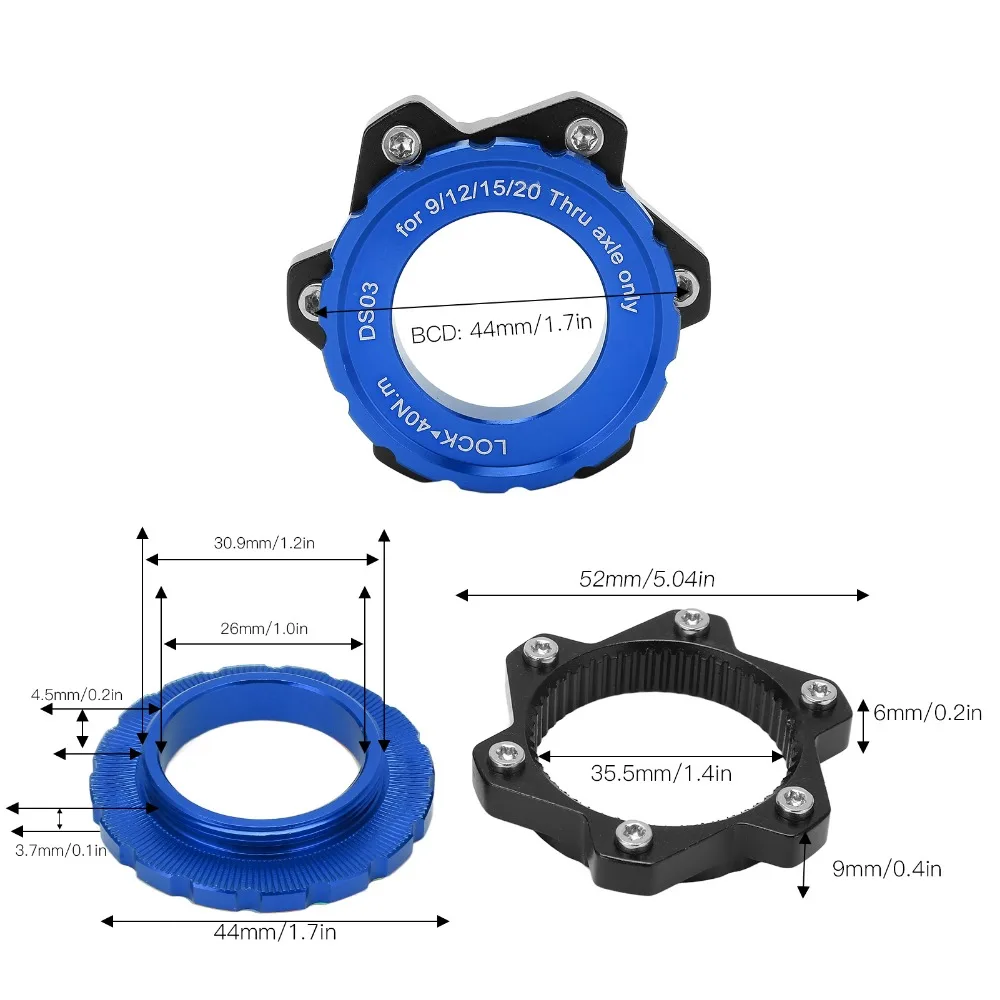 Adaptador de bloqueo central de aleación de aluminio, alto rendimiento, fácil instalación, adaptador de cubo de bicicleta, adaptador de Rotor de freno de disco de 52mm - imagen 5