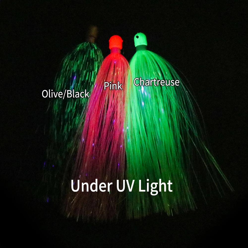Elllv Jig Head Heavy Duty – Cola Mylar reflectante para trolling en agua salada - imagen 4