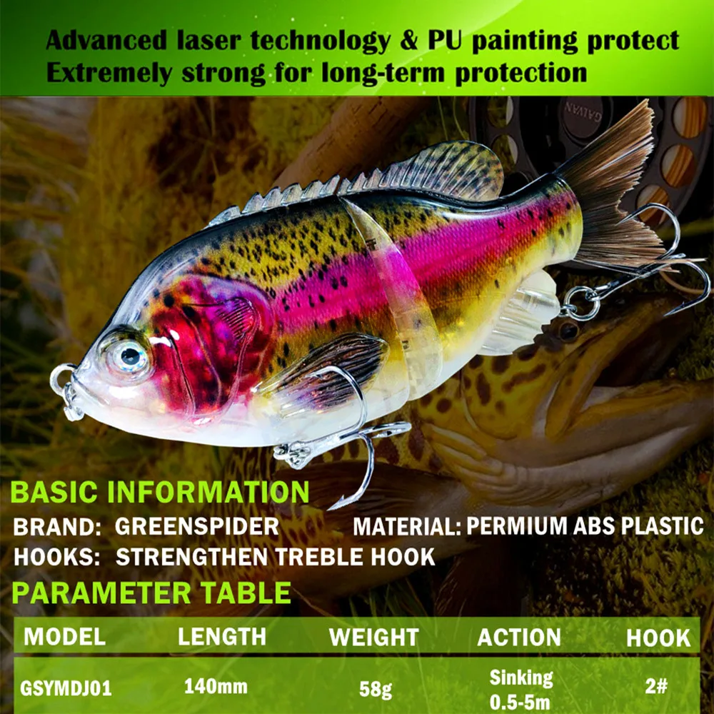 Señuelos articulados para pesca, cebo duro que se hunde, 14cm, 58g, 1 unidad, novedad