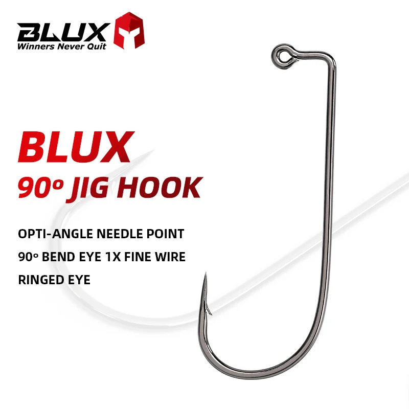 BLUX 20 piezas anzuelo de 90o 2/0 3/0 cabezales de anzuelo de ojo anillado equipo de pesca de agua dulce y salada