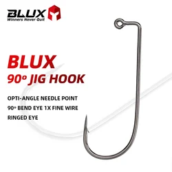 BLUX 20 piezas anzuelo de 90o 2/0 3/0 cabezales de anzuelo de ojo anillado equipo de pesca de agua dulce y salada