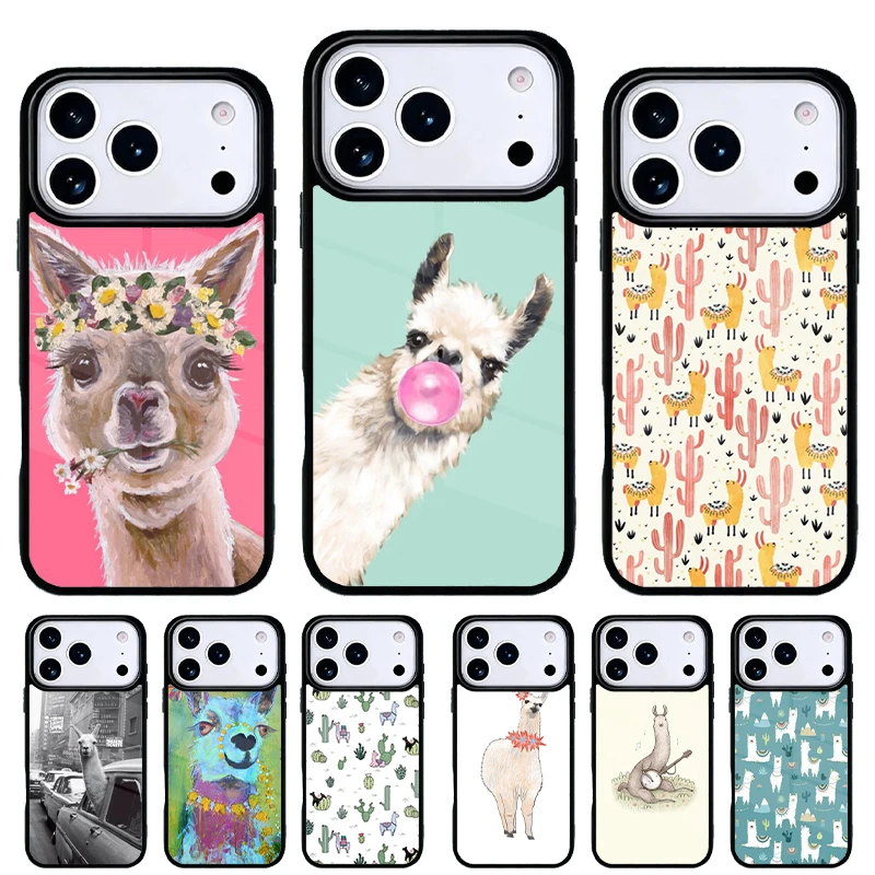 Funda iPhone con diseño de alpaca y llama – Protección resistente