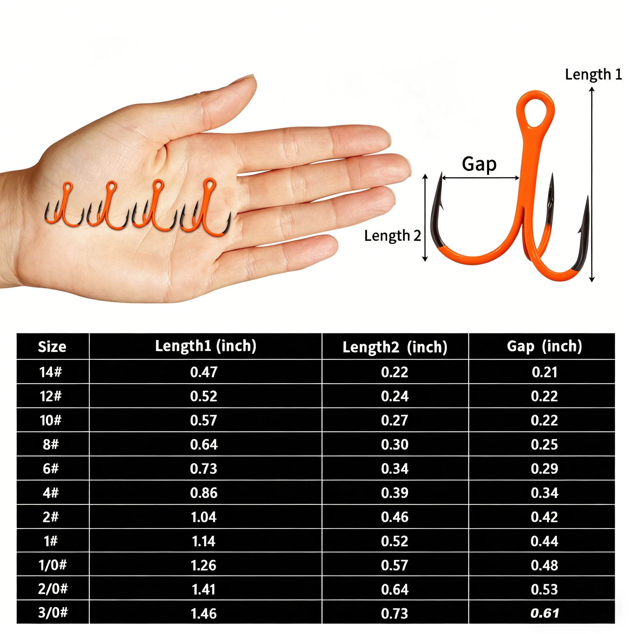Anzuelos Triples 9KM UV Naranja – Duros para agua salada - imagen 4