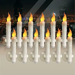 Velas LED con ventosas Navidad cónicas parpadeantes sin llama ventana