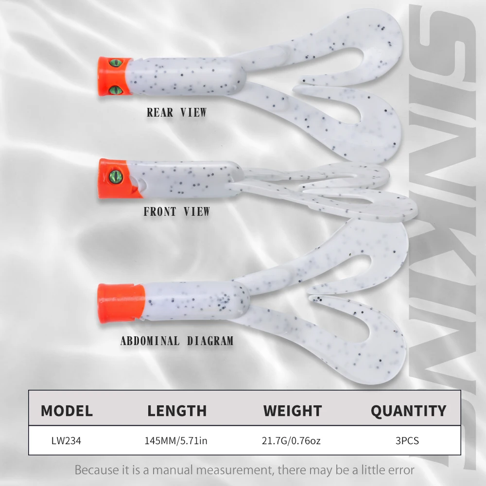 Hunthouse-señuelo de Pesca suave, 3 unidades/lote, 145mm, 21,7g, remolque de cola doble, Leurre giratorio de silicona para Lucio Barsch Zander Fish - imagen 2