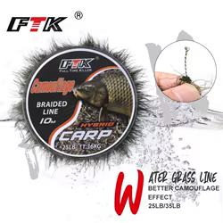 FTK-sedal de pesca de carpa de camuflaje, línea trenzada de imitación de hierba, accesorios de aparejos, 10M, 25/35lb, 11,36/15,9 KG