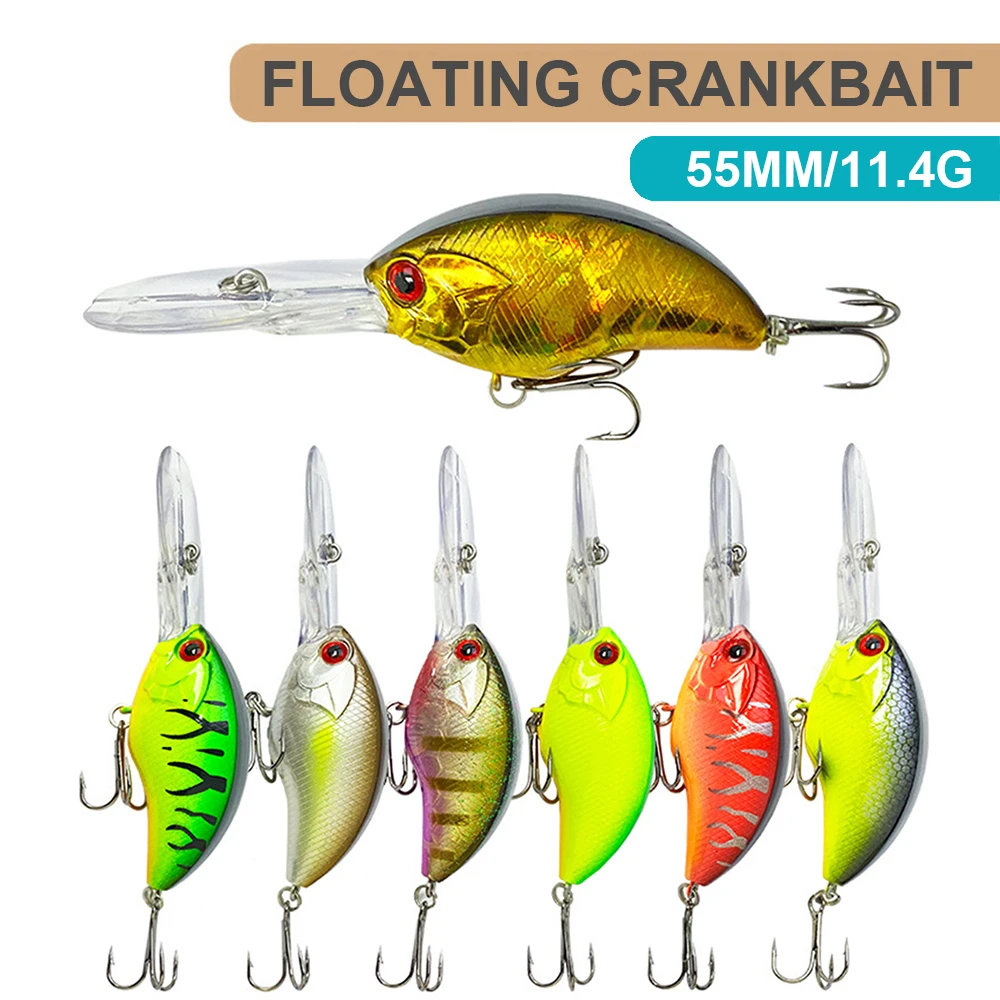 5,5 cm 11,4g Señuelos de Pesca flotante Crankbait Wobbler labios largos cebo duro Artificial Jerkbait accesorios de pesca para lubina YG153 - imagen 3