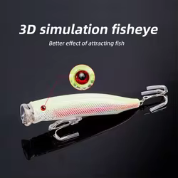 Popper Topwater Señuelo con Ojo 3D y Anzuelos – Lubina, Trucha, Lucio