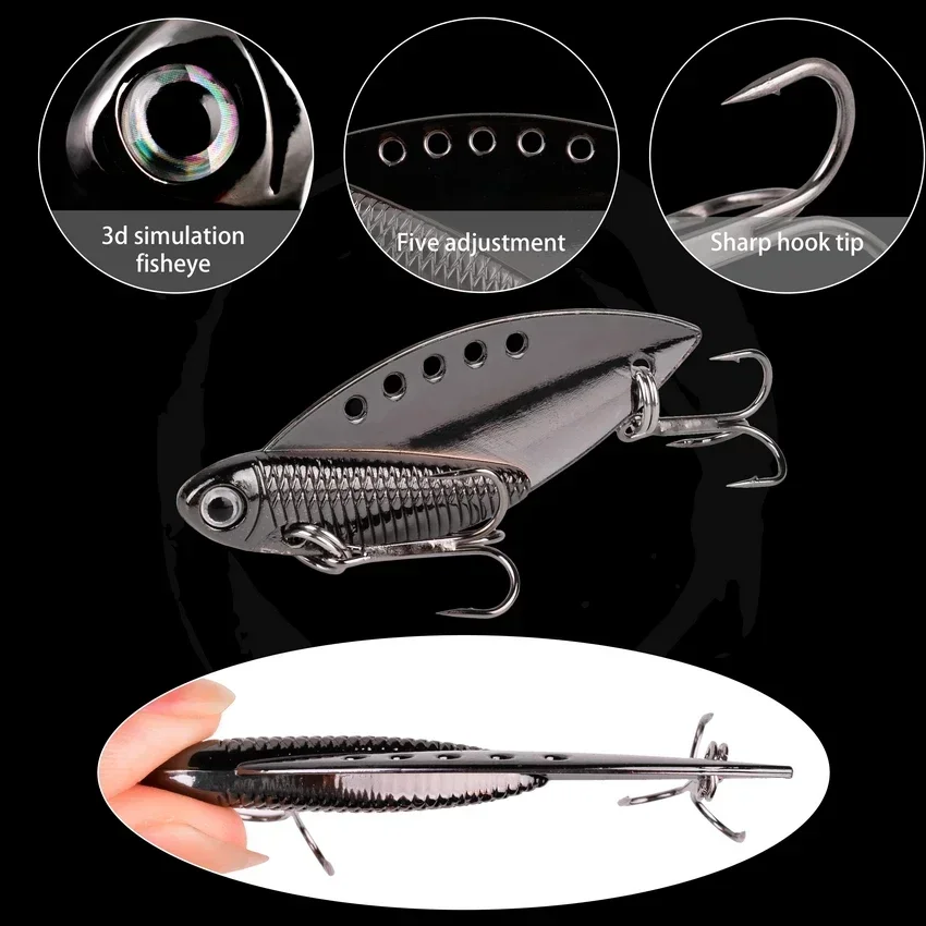 1 Uds Metal VIB 7G 10G 15G 20G señuelo de pesca cuchara vibratoria Spinner señuelos Crankbait Bass cebo duro Artificial cigarra VIB aparejos - imagen 5