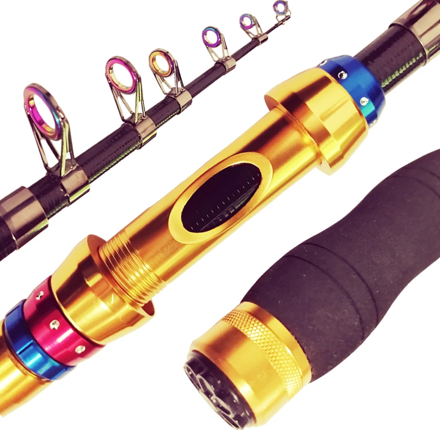 Caña de pescar de fibra de carbono, caña de pescar telescópica súper dura, caña giratoria de 1,8 m, 2,1 m, 2,4 m, 2,7 m, 3,0 m, 3,6 m