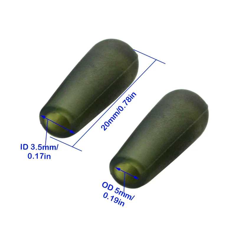 Equipo de pesca de carpa 20 piezas, manga amortiguadora de goma Heli de 20mm, tres colores a elegir para el cabello, accesorios de aparejo Chod - imagen 2