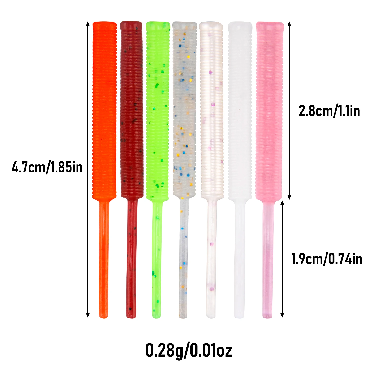 Señuelo de pesca de plástico suave de una sola cola, gusano TPR de 4,7 cm, 0,28g, Swimbaits TPR, cebo Artificial Rockfish para Wobbler de agua dulce, 10 Uds. - imagen 2