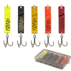 Señuelo de pesca con cuchara de Metal, 5 unidades por caja, 11g, cuchara giratoria, señuelo de curricán para fundición larga, Wobbler, Jigging, lubina, trucha, Lucio