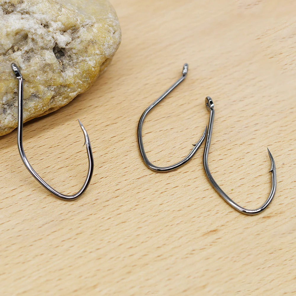 MNFT-anzuelos de pesca de pulpo negro, anzuelo de plantilla de acero con alto contenido de carbono, de caña larga, para carpa, agua dulce y salada, 30 unidades - imagen 3