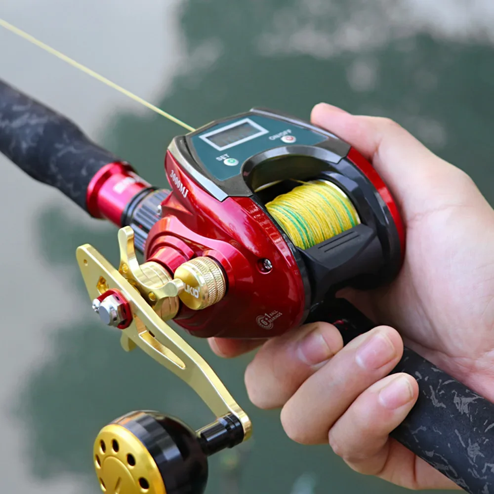 Carrete de pesca electrónico Baitcasting de alta velocidad 6,4:1 arrastre máximo 20kg Iron Man línea conteo rueda de pantalla Digital para pesca en el mar