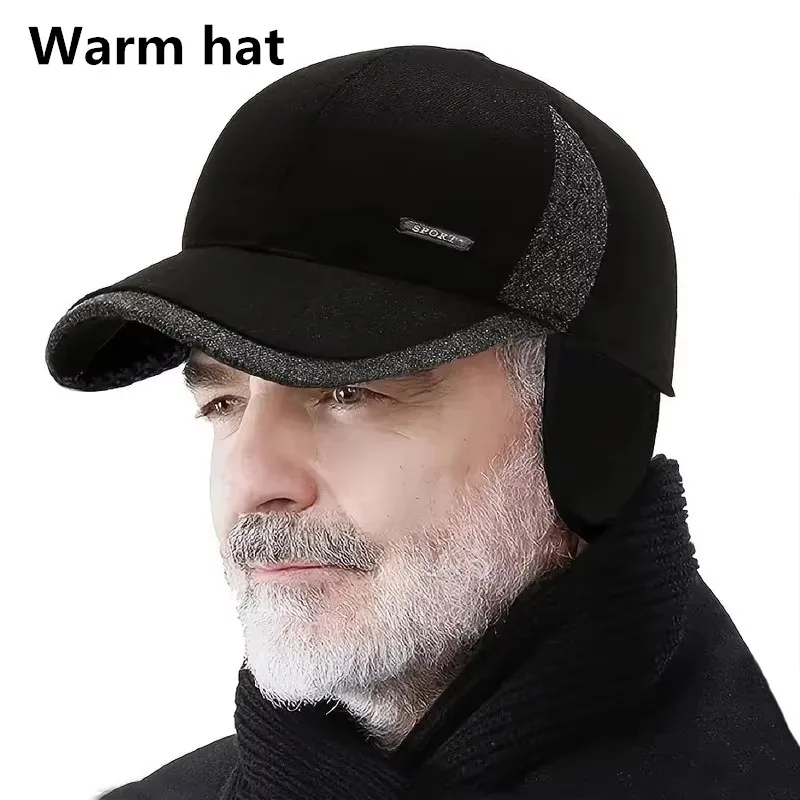 Gorra de béisbol para deportes al aire libre de invierno para hombre, gruesa y cálida, de moda, gorra de pesca, con lobos para los oídos, es una opción ideal para regalos.