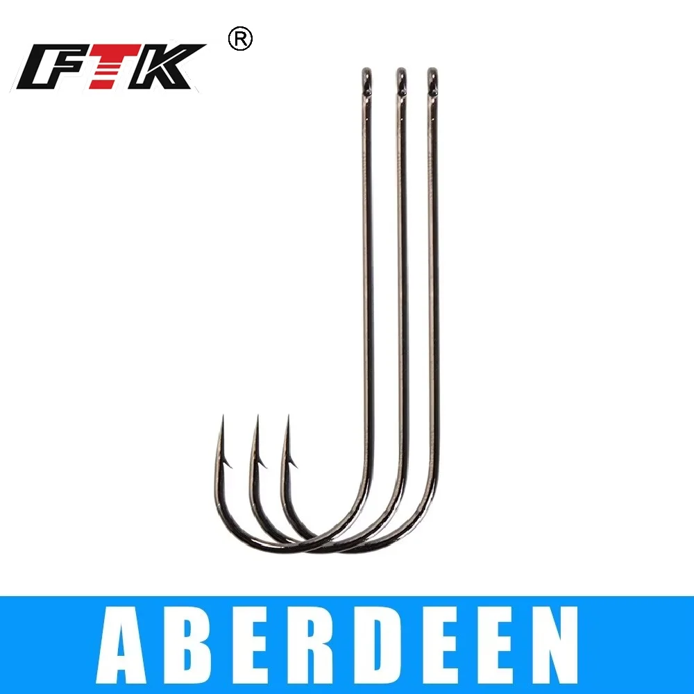 FTK 5-9pcs ABERDEEN Anzuelo de pesca con anillo 4/0-10 #   Anzuelo de púas de acero rico en carbono, anzuelo de pesca de carpa, anzuelo de gusano
