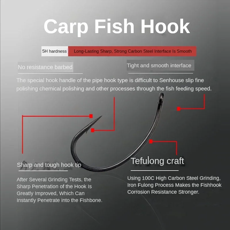 Anzuelo de pesca de carpa con mango curvo pequeño, accesorios de pesca para agua dulce y salada, 50 piezas - imagen 4