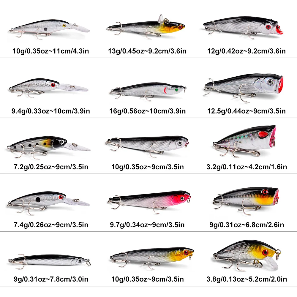 Juego de señuelos biomiméticos de 50 Uds., mezcla de cebo blando y cebo duro, juego grande de rana torpedo, alimentación de perca TMTZ057 - imagen 3