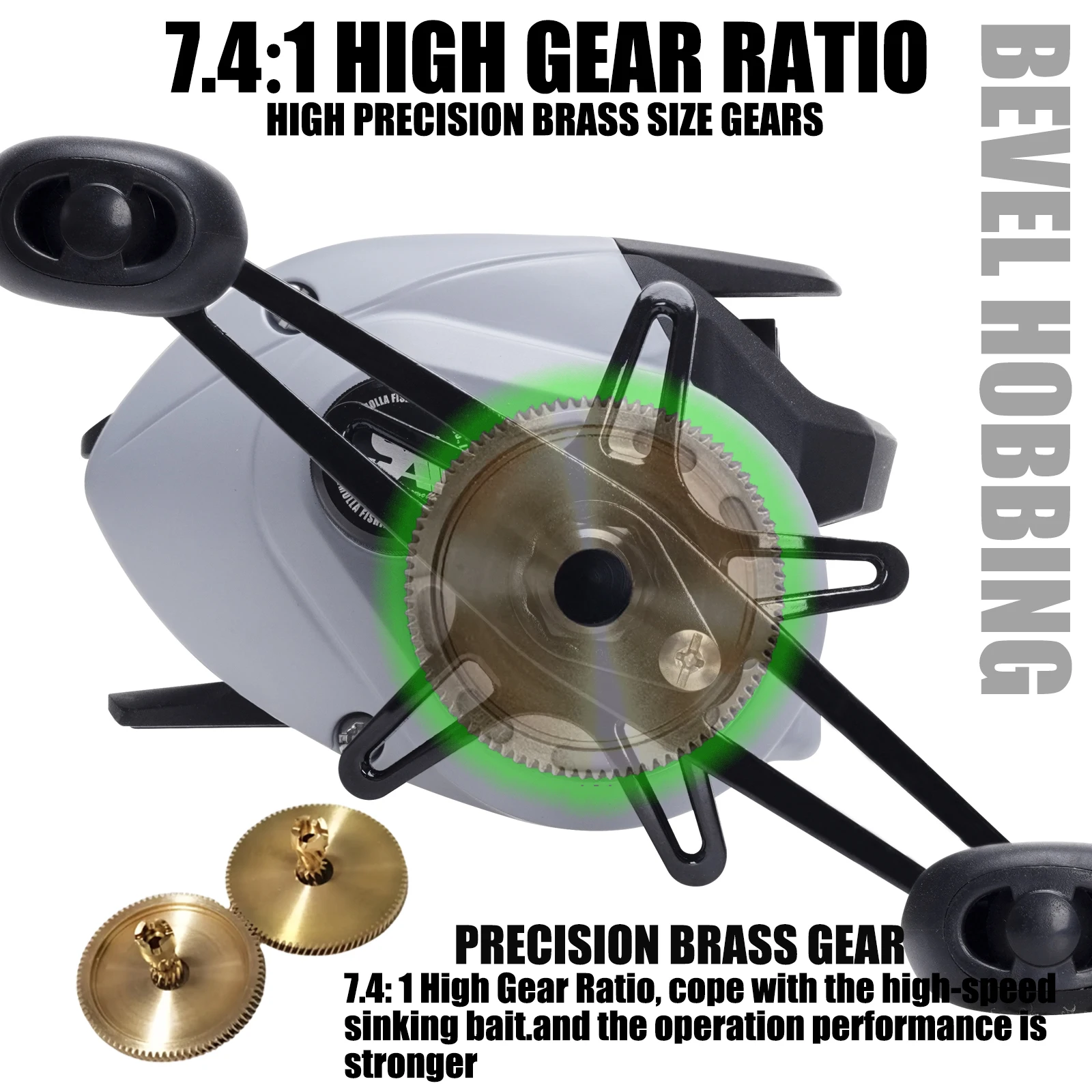 OUYALINE Rueda de pesca de tiro largo -7,4:1 Velocidad a relación de rotación, resistencia de 10 kg, rodamientos de latón y acero inoxidable - imagen 4