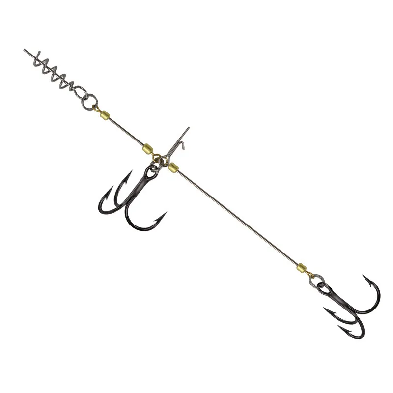 Pike Fishing Shallow Stinger Rig de acero inoxidable con gancho triple de tornillo # 1 # 1/0 # 2/0 Pesca de agua dulce y salada - imagen 3
