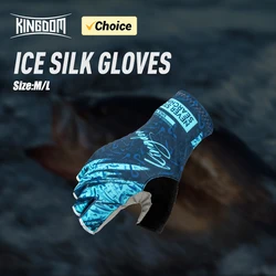 Kingdom-guantes de pesca antideslizantes de seda de hielo para deportes al aire libre, transpirables, para ciclismo, bicicleta, Camping, senderismo, sin dedos