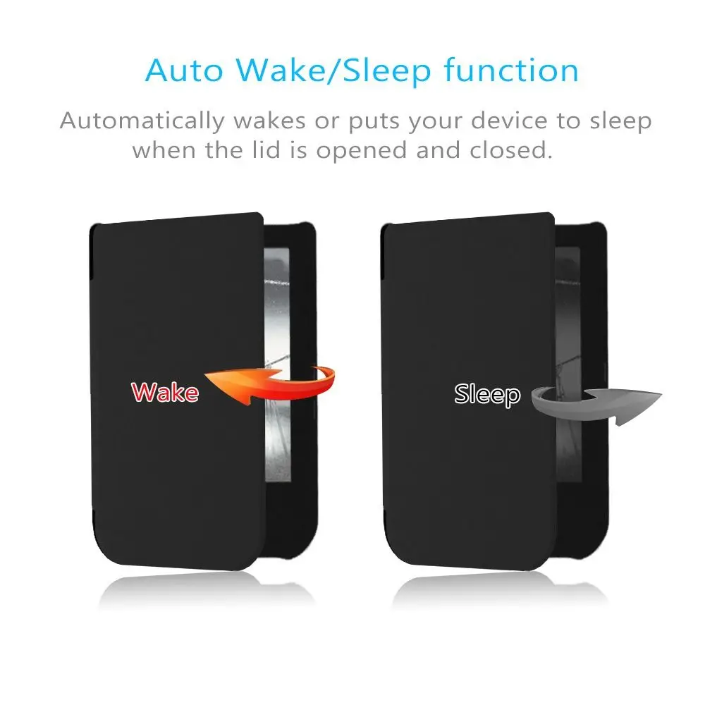 Auto Sleep/Wake Funda para lector electrónico de 6 pulgadas Funda tipo libro de cuero anticaída Forro de microfibra resistente al desgaste para PocketBook 631/631 Plus - imagen 5