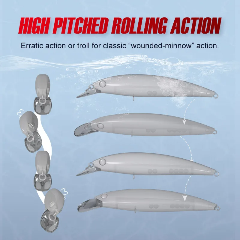 Señuelo de pesca Noeby Minnow, 100mm, 13,6g, Wobbler flotante, Jerkbait, cebo duro Artificial para lubina, Señuelos de pesca de agua dulce y salada - imagen 5