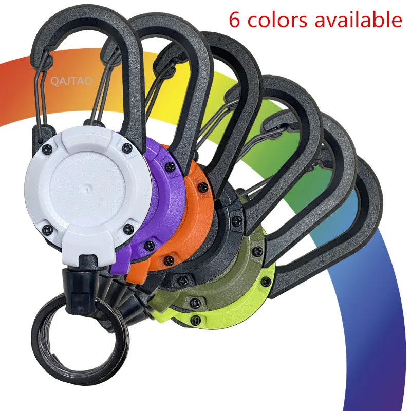 Llavero retráctil en forma de U para exteriores, hebilla de escalada resistente, clip de insignia de identificación retráctil, llavero, hebilla de pesca, 6 uds./1 ud. - imagen 2