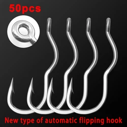 50 Anzuelos de Pesca Profesionales Tipo Tubo, Diseño 2X Anti-Escape, Anzuelos Afilados de Alta Resistencia para Pesca en Agua Salada y Dulce, Paquete al por Mayor