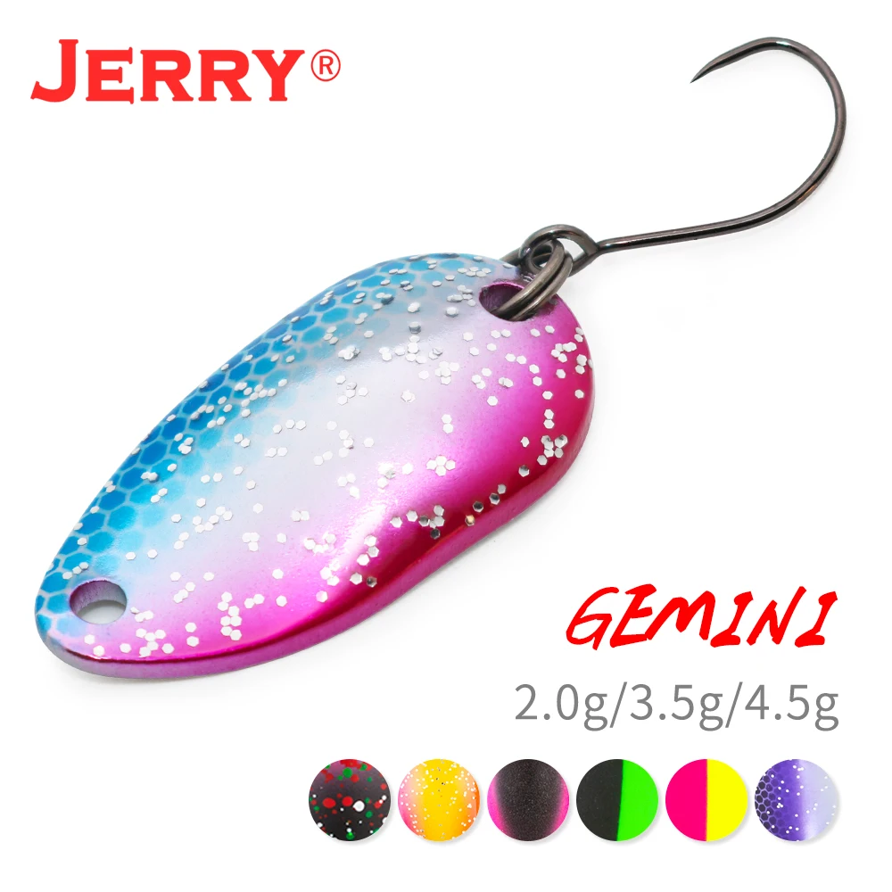 Jerry Gemini Pesca 2g 3,5g 4,5g varios colores Micro cucharas de Pesca cuchara de trucha Wobbler Señuelos de Pesca cebo giratorio