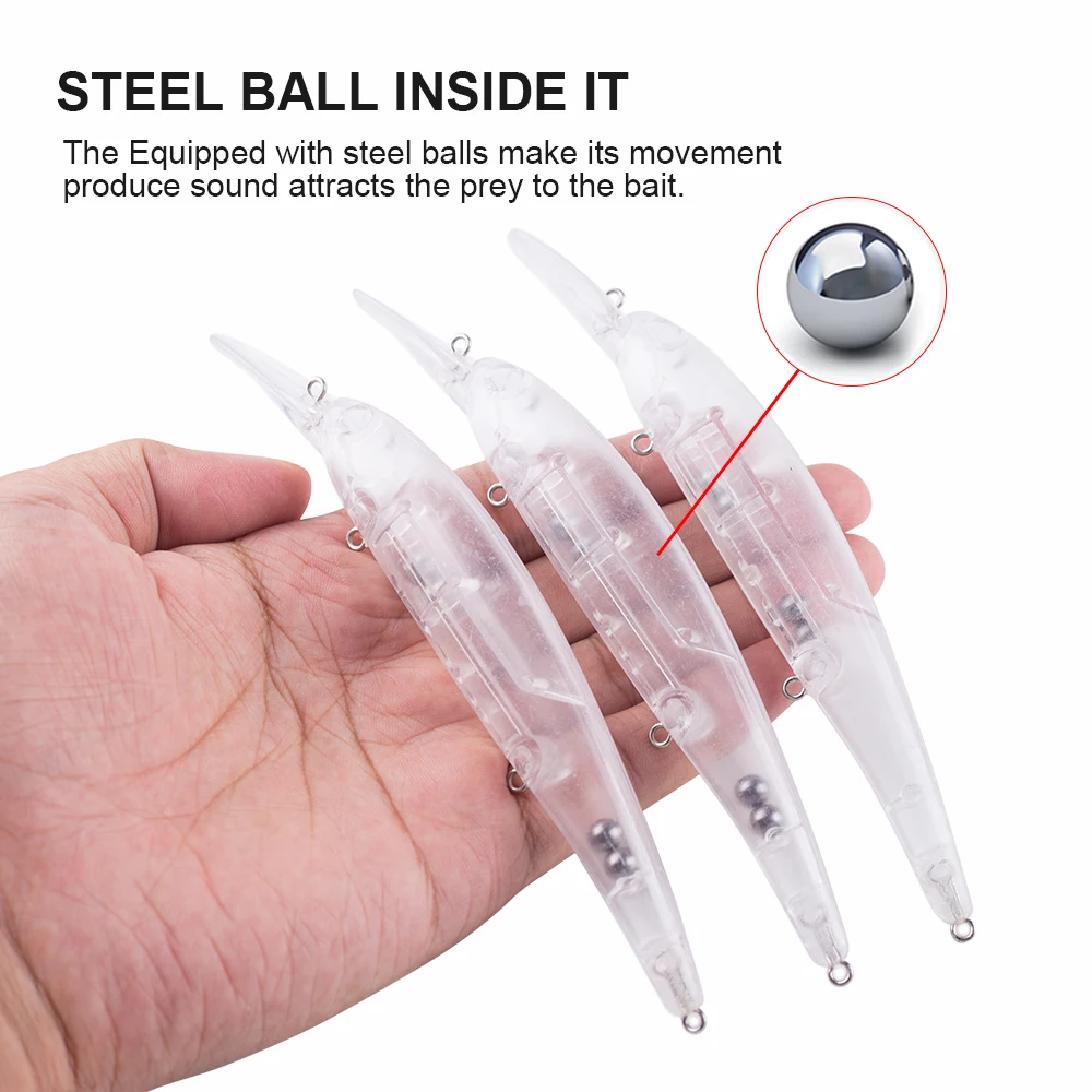 Hanlin-SEÑUELOS DE PESCA DE pececillos, cebos artificiales de cuerpo duro sin pintar, aparejos de lubina en blanco, 10/20 piezas, 14,5 CM, 14G - imagen 4