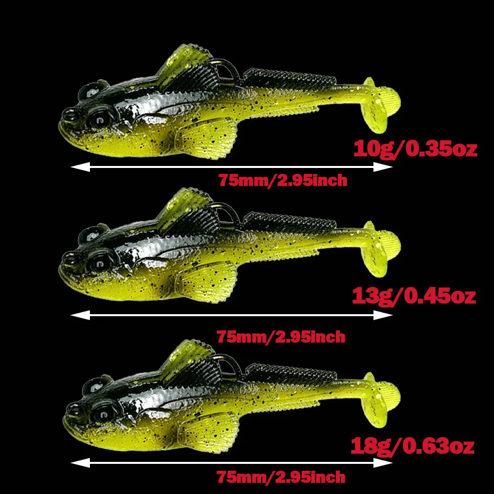 1/3/6 Uds Goby señuelo Jig gusano Wobbler señuelo de Pesca 7,5 cm 18g cebo suave de silicona para Lucio Shad Swimbait Pesca - imagen 5