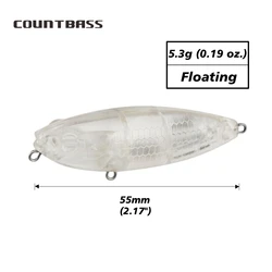 Countbass Wobbler Topwater 55mm – Señuelo duro blanco para agua dulce
