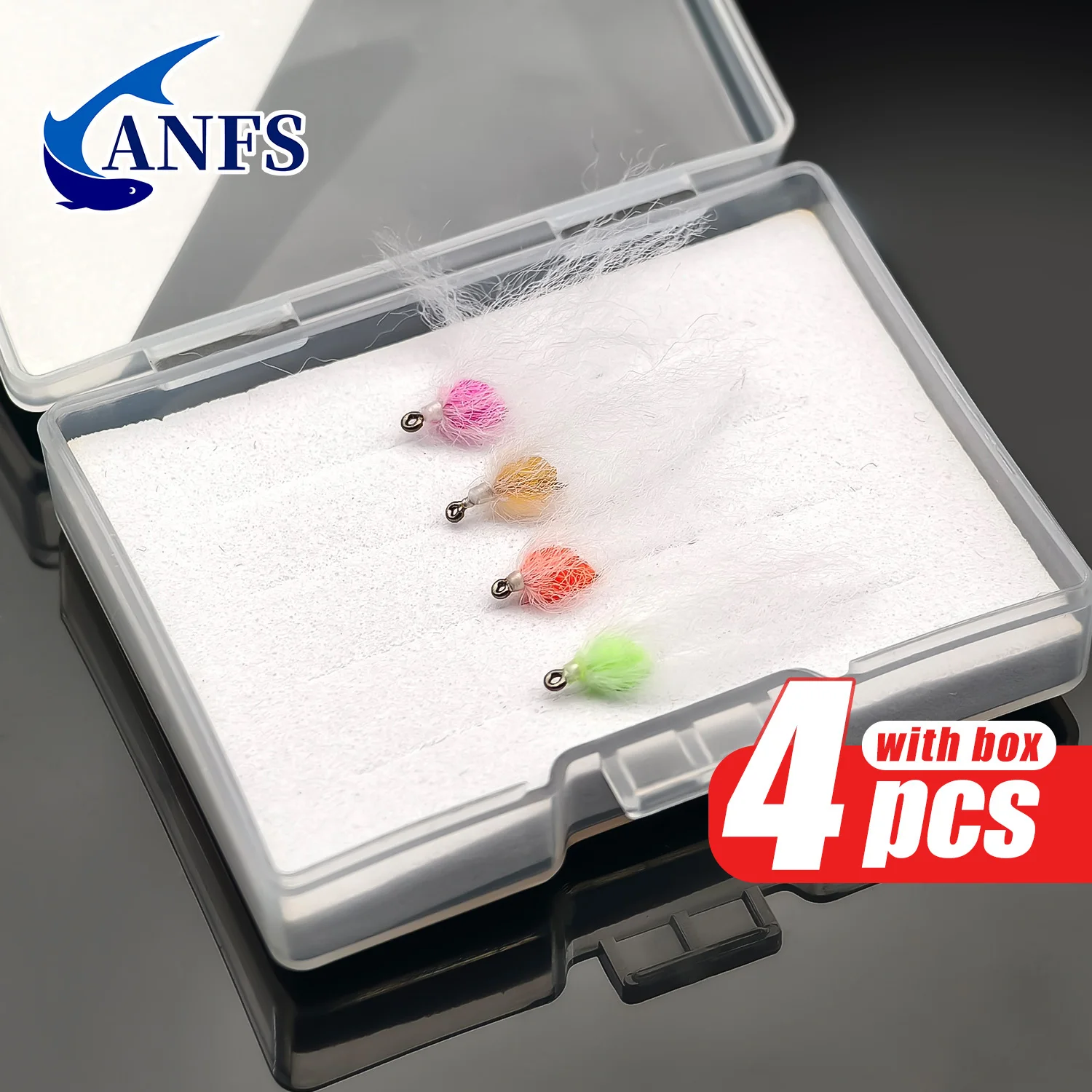 ANFS 4 piezas de mosca de huevo con caja de almacenamiento-cebo de señuelo de pesca con mosca de huevo, cosas de pesca geniales para pesca con mosca - imagen 2