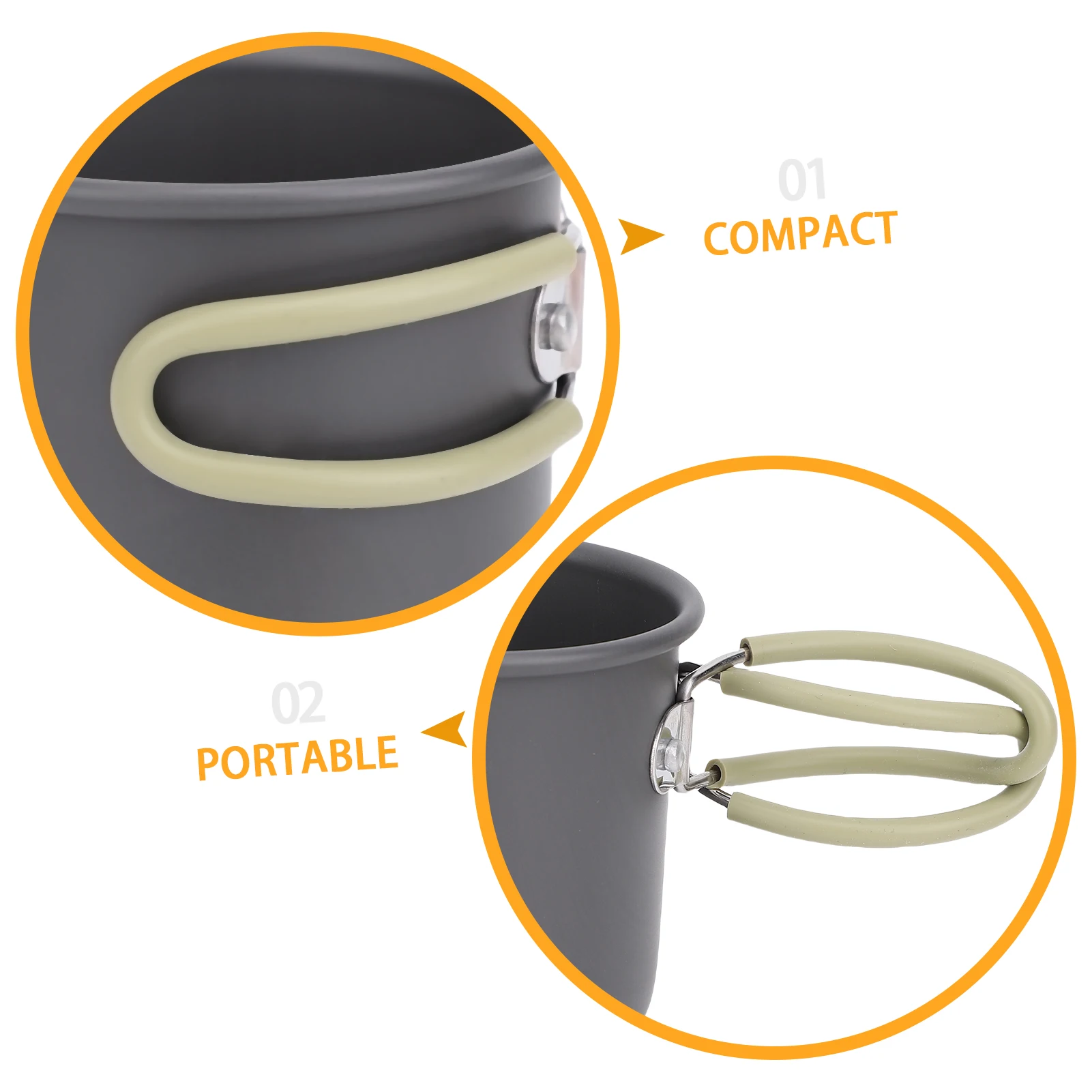 Taza de agua de 350ml para viajes y senderismo al aire libre, taza portátil de aluminio con mango plegable - imagen 5